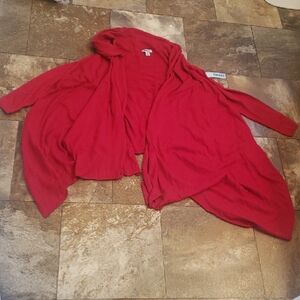 DKNY S Red Open Front Sweater Cardigan